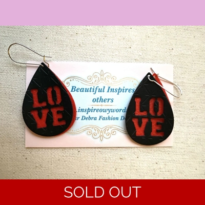 Mini Double Layered Love Light Weight Faux Leather Dangle Earrings